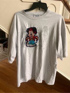 Disney Vintage Mickey Mouse Embroidered 90s Retro Shirt Mens Size XL Gray USA